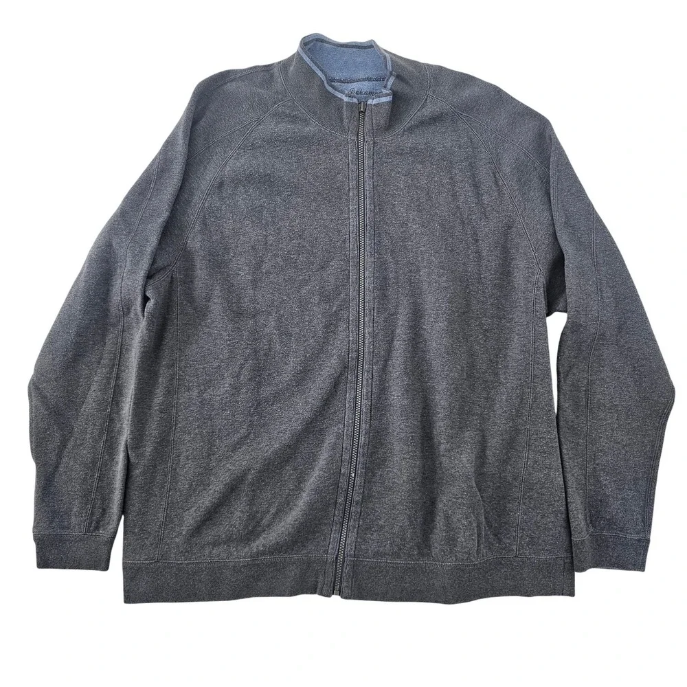 Tommy Bahama Mens XXL Full Zip Sweatshirt Dark Gray Heather Mock‎ Neck Jacket